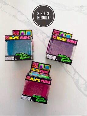 NeeDoh Nice Cube FULL Set of 3 (Blue Pink Purple) Rare Trio Bundle